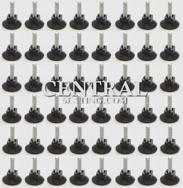 1-1/2"H Table Base Feet Leveler - 48-Pack Black Plastic Stabilizer Wedges - Adjustable Non-Slip Threaded Glides with Stainless Steel Screws 