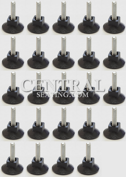 1-1/2"H Table Base Feet Leveler - 24-Pack Black Plastic Stabilizer Wedges - Adjustable Non-Slip Threaded Glides with Stainless Steel Screws