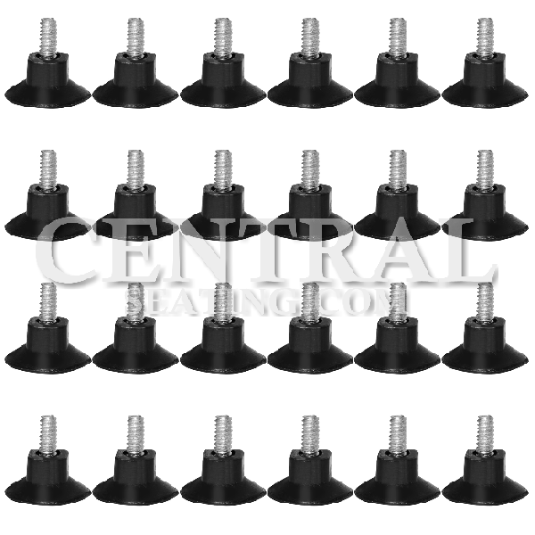 1"H Table Base Feet Leveler - 24-Pack Black Plastic Stabilizer Wedges - Adjustable Non-Slip Threaded Glides with Stainless Steel Screws