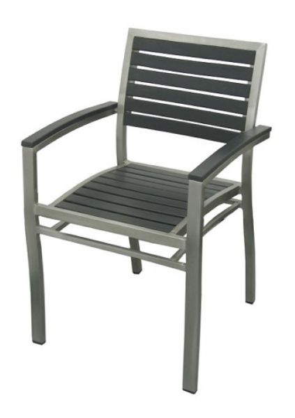 Slatted Back & Seat Square Patio Chair with Arm Rest AC351B