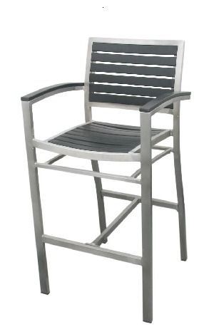 Slatted Back & Seat Square Patio Stool with Arm Rest AB351B
