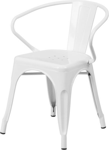 Contemporary Metal Arm Chair in White SAC781W 