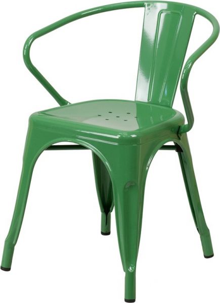 Contemporary Metal Arm Chair in Green SAC781G