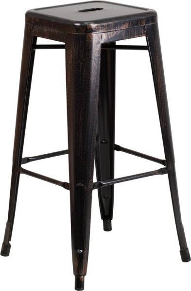Bar High Backless Metal Indoor & Outdoor Stool in Antique Black SBB781AB