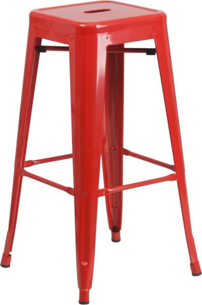 Bar High Backless Metal Indoor & Outdoor Stool in Red SBB781R