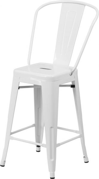 24"Seat Height Metal Tolix Counter Stool in White SCB781W