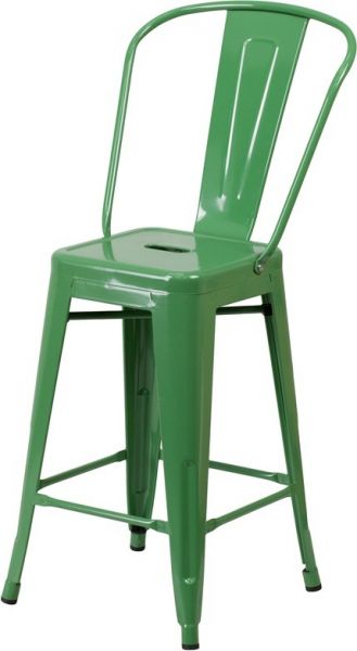 24"Seat Height Metal Tolix Counter Stool in Green SCB781G