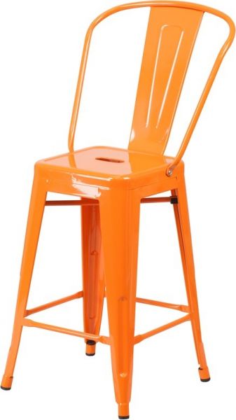 24"Seat Height Metal Tolix Counter Stool in Orange SCB781O