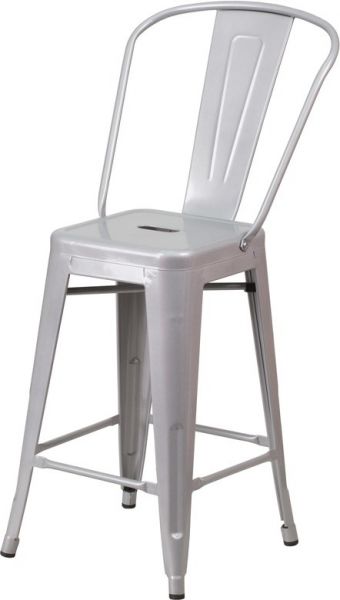 24"Seat Height Metal Tolix Counter Stool in Silver SCB781S