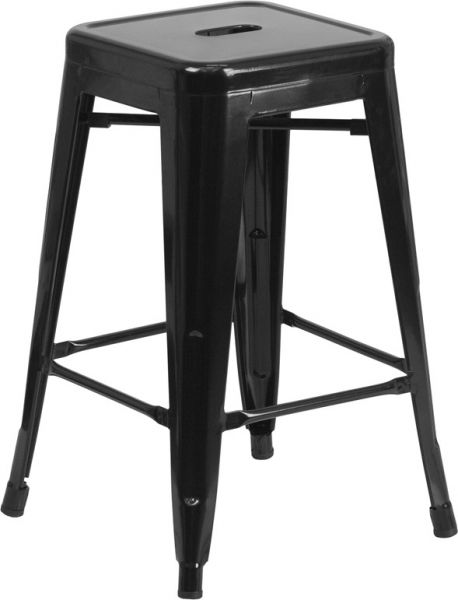 24" High Backless Metal Indoor & Outdoor Counter Stool SCBB781B