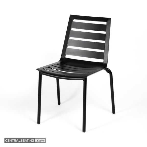 Modern Black Aluminum Patio Chair – Stackable and Lightweight