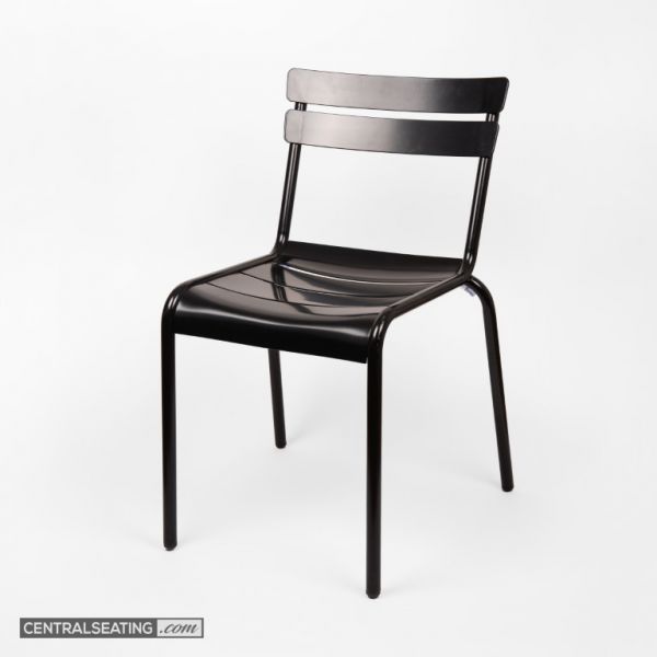 all black stackable aluminum patio chair