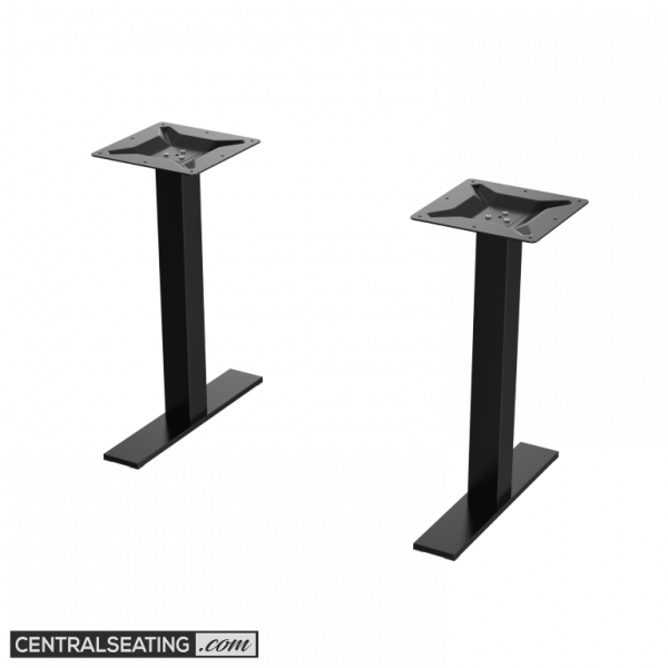 Set of 2 Flat Bottom T style Table Base Set, Semi-Gloss Black Finish