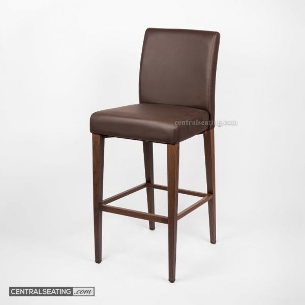 Modern Parsons Barstool with Espresso Vinyl Seat and Steel Legs - Sleek and High-End Design for Your Restaurant Bar