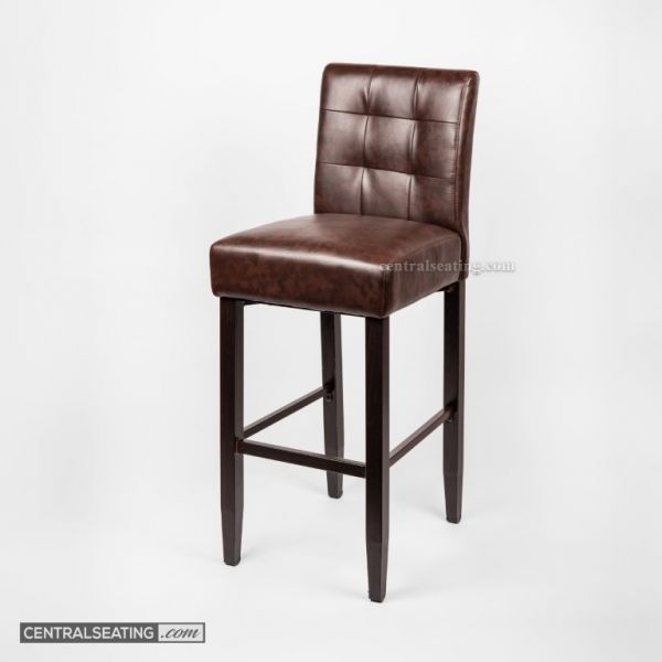 Premium Metal Barstool | 30" Seat Height | Upholstered Cushion | Walnut Legs