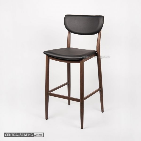 Premium Heavy-Duty Commercial Barstool with Curved Cushion Seat and Simple Oval-Shaped Upholstered Backrest