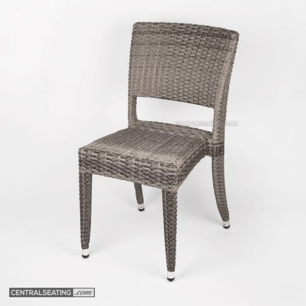 Lightweight and Durable Aluminum Patio Chair Covered in Beautiful Light Gray Rattan for Restaurant Patios