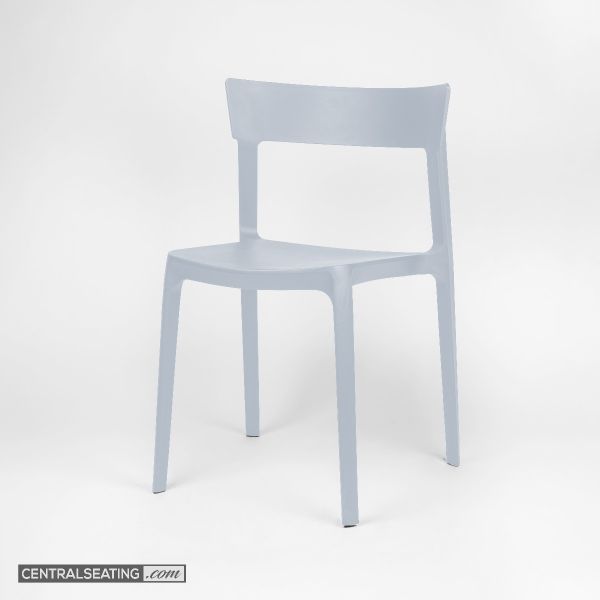 Stylish Gray Polypropylene Dining Chair with Contoured Back Support - Lightweight & Durable