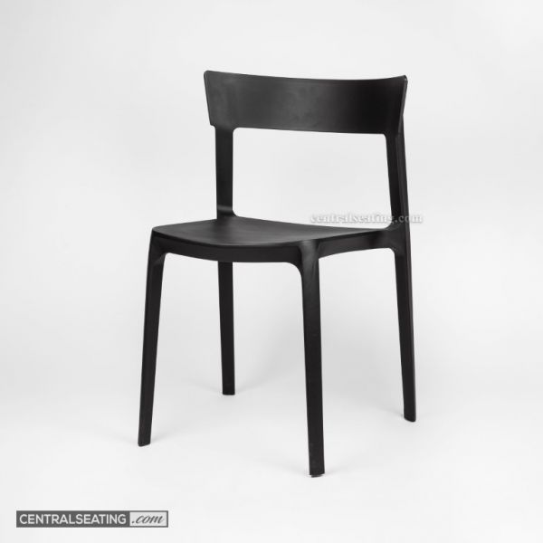 Modern Black Plastic Dining Chair with Comfortable Back Support - Lightweight & Durable