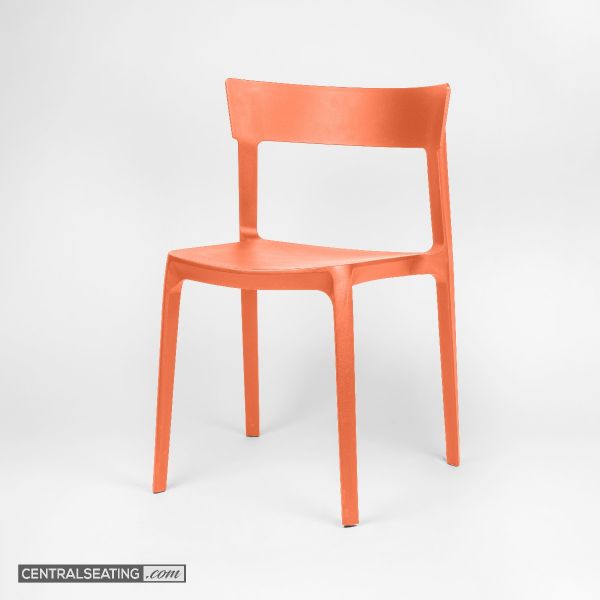 Stackable Orange Plastic Indoor Outdoor Dining Chair PC148O