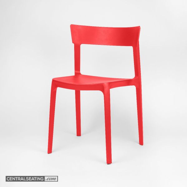 Stackable Red Plastic Indoor Outdoor Dining Chair PC148R