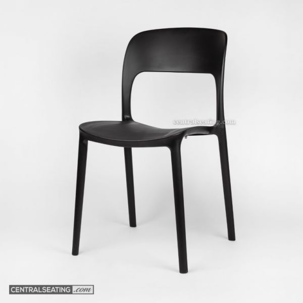 Stylish Black Polypropylene Dining Chair with Contoured Back Support - Lightweight & Durable for outdoor indoor use