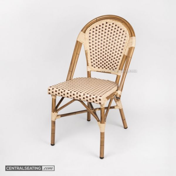 BAMBOO STYLE ALUMINUM OUTDOOR CHAIR, BROWN SQUARES 