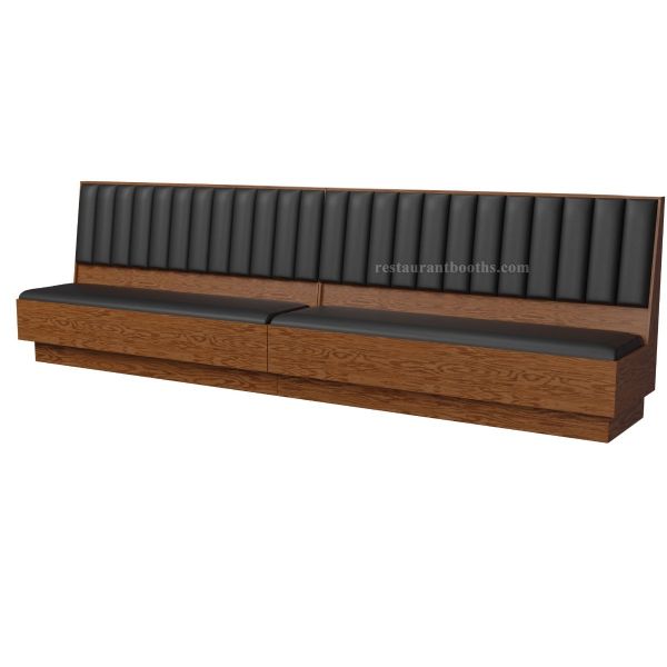 Banquette Wood Restaurant Booth with Vertical Cushion Channel Back and Cushion Seat - B1014-VC