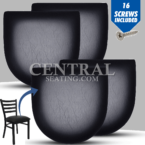 Restaurant Chair Cushion Seat Replacement for Metal Chairs, Set of 4 Black Vinyl