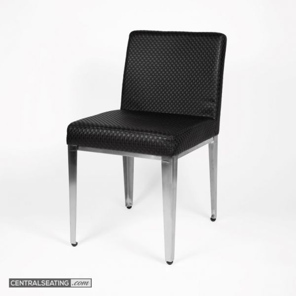 Versatile Black Italian Weaved Dining Chair - Faux Leather Upholstery, Steel Frame for Bars and Offices