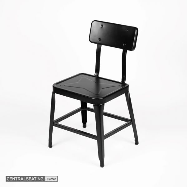 industrial matte black minimalist metal dining chair
