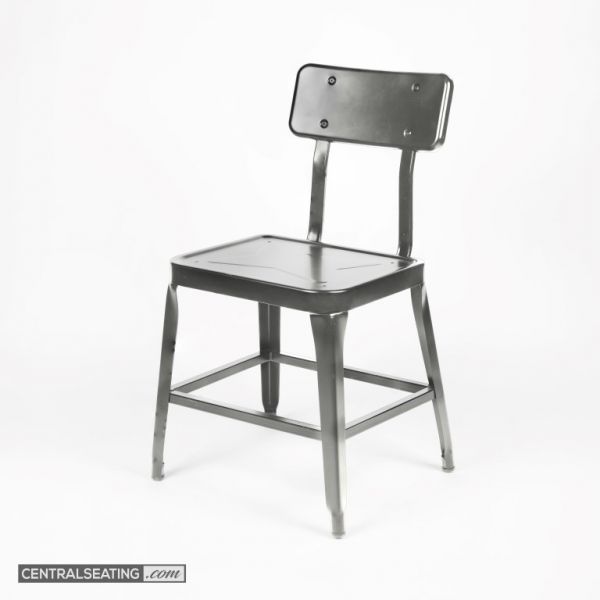 Retro-Fusion Pewter Metal Chair: Vintage-Modern Industrial Elegance