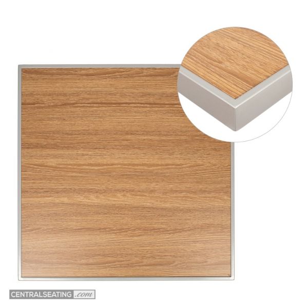 Oak Color with Silver Edge High Pressure Laminate Table and Base Set, TPT73OS