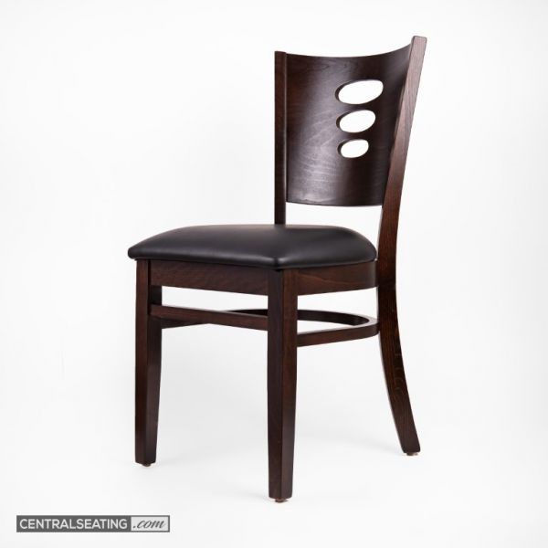 Circle Cutout Wood Back Beechwood Restaurant Chair, Walnut Finish WC102