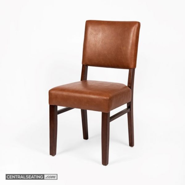 Elegant Walnut-Stained Beechwood Side Chair with Colorful Faux Leather Options