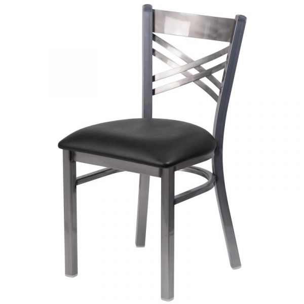 Clear Coated ''X'' Back Metal Restaurant Chair - SC459GM