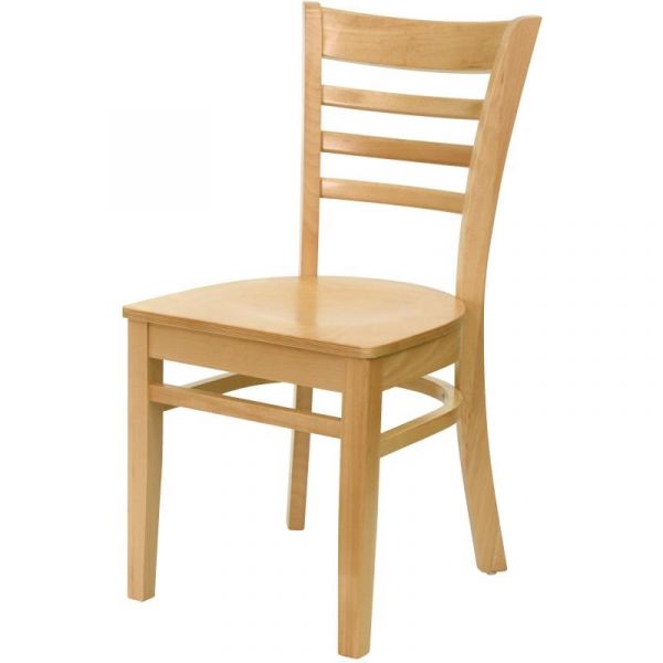 Solid Beechwood Ladder Back Restaurant Chair with Wood Saddle WC245N-N