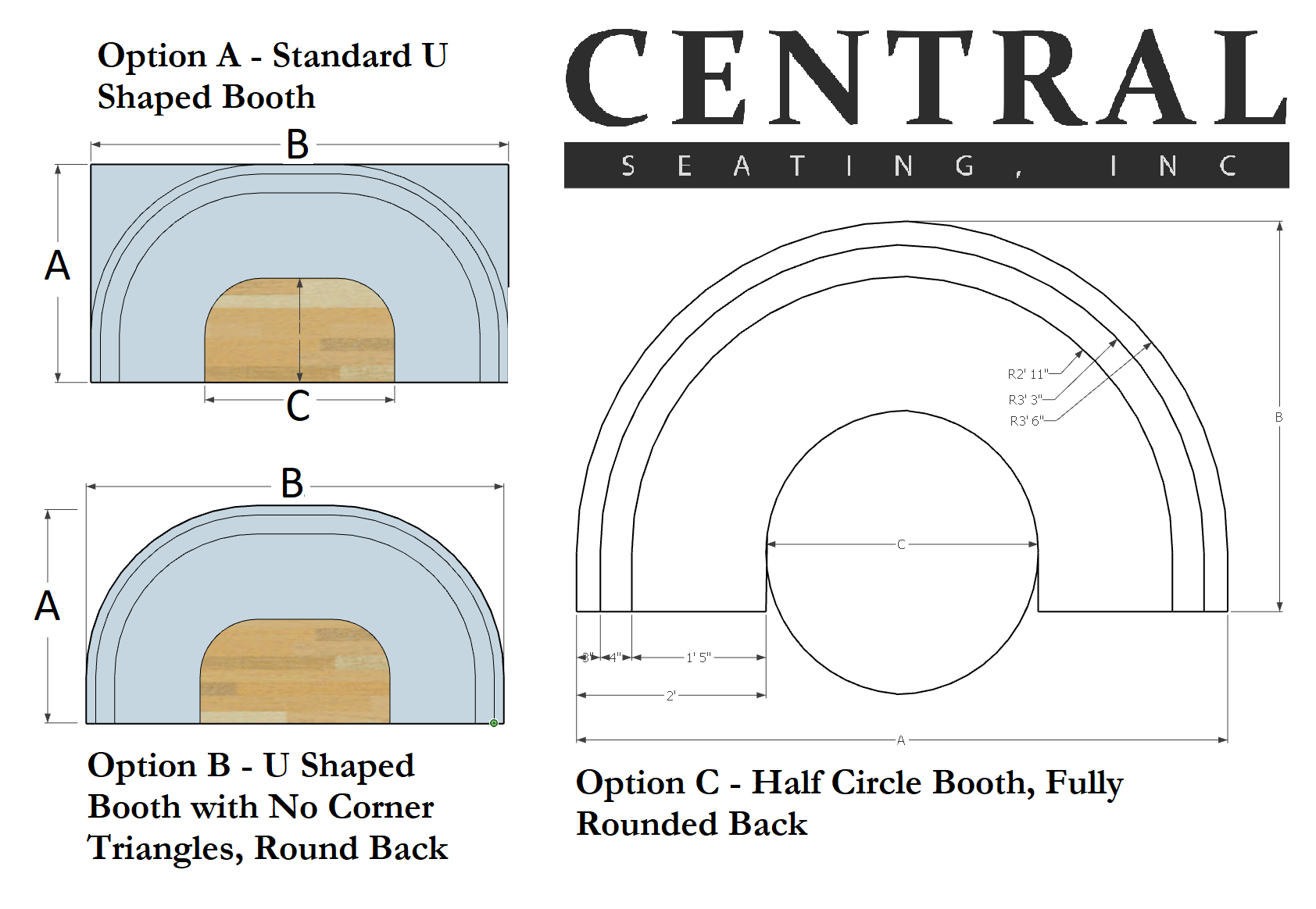 3 popular circular u shaped booth styles