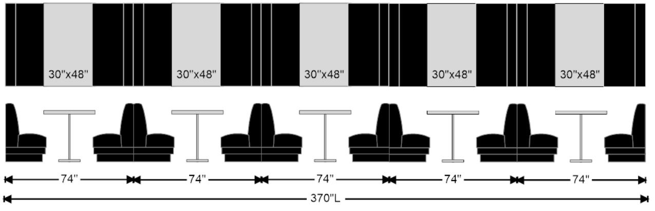 20 person booth seating setup are dimensions