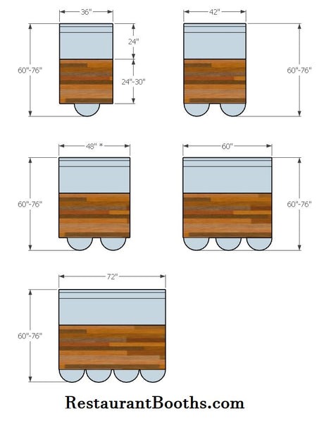 Single and Double Restaurant Booth Length  Options