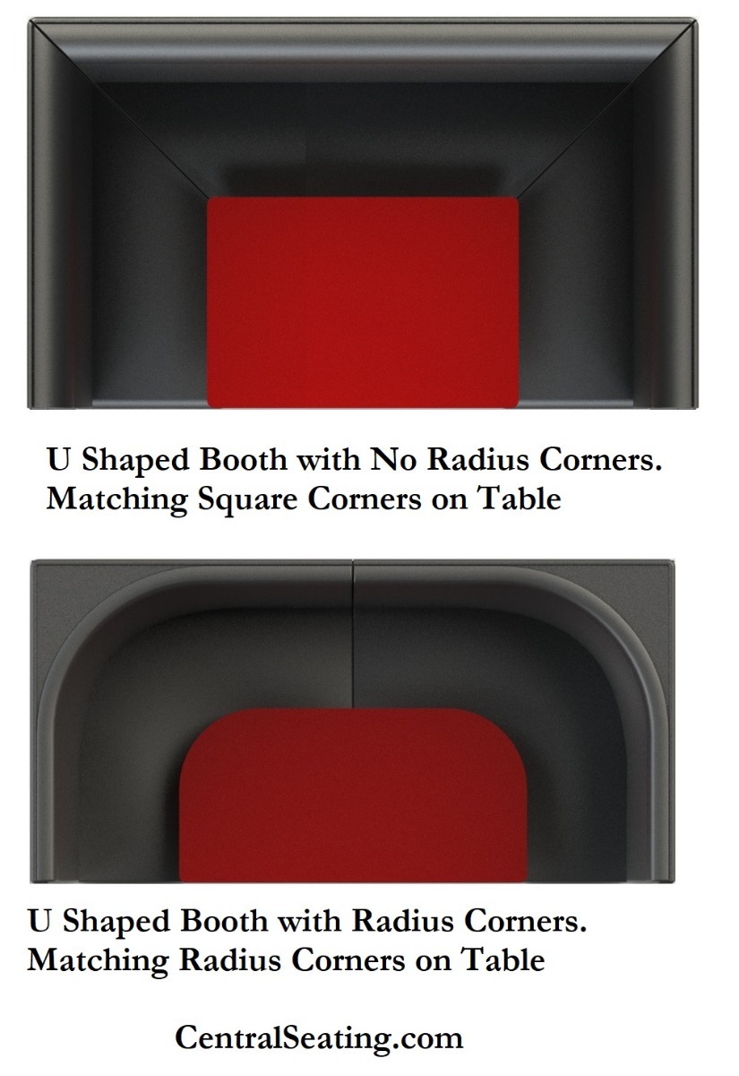 U Shaped Booth Radius vs No Radius corners custom