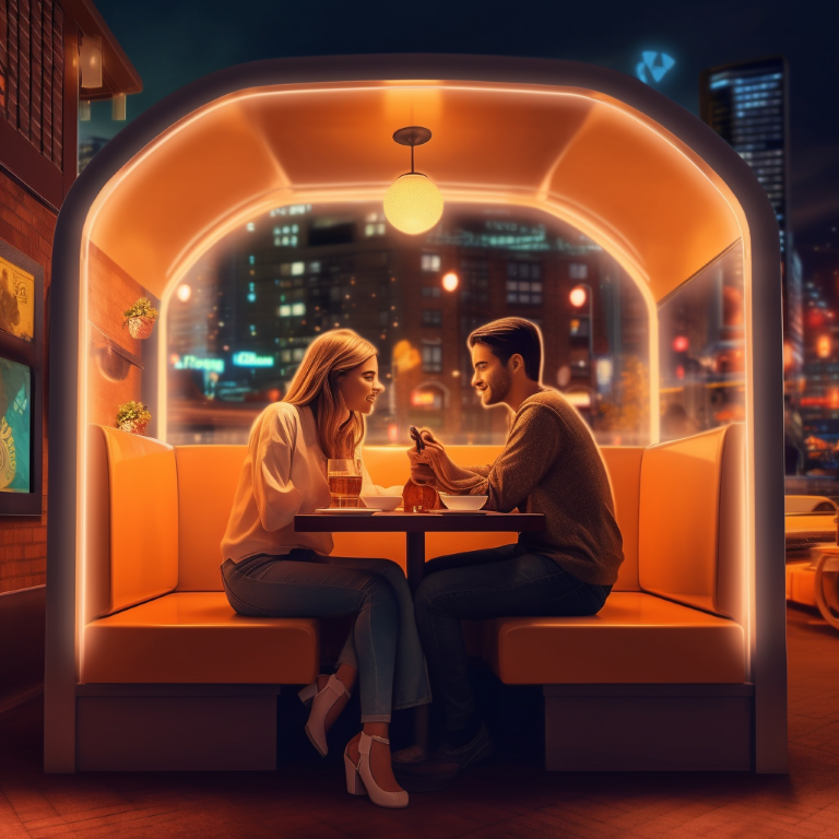 Cozy date night restaurant booth